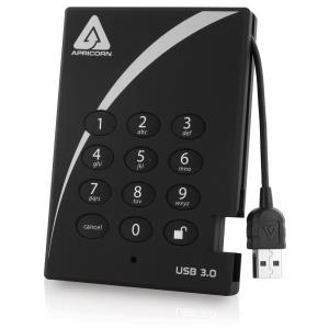 Aegis Padlock USB 3.0 Encrypted USB 3.0 Hard Drive With Pin Access 256-bit Aes-xts Encryption 500GB