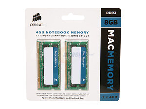Memory 8GB DDR3 1333MHz Cl9 So-DIMM Kit Apple Qualified