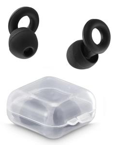 Earplugs, Noise Reducing, Reusable, 2 Sizes, Silicone - Black