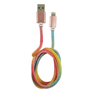USB  To Lightning Cble, Rinbow Glitter 1m - Lc-c-USB-lightning-1m-3 (mfi)