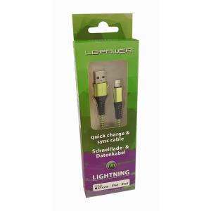USB  To Lightning Cble, Green/grey, 1m - Lc-c-USB-lightning-1m-7 (mfi)