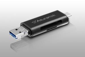 SD and Micro SD Card Reader - Micro USB OTG (On-The-Go) - Type-C (USB 3.1) Black (AUCRC300F)