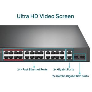 Switch Tl-sl1226p 24-port 10/100mbps + 2-port Gigabit Unmanaged Poe+