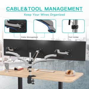 Triple Monitor Mount With Articulating Arms - 15in - 28in