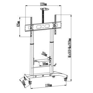 Trolley For Monitor 52-110in With 2 Shelves Support