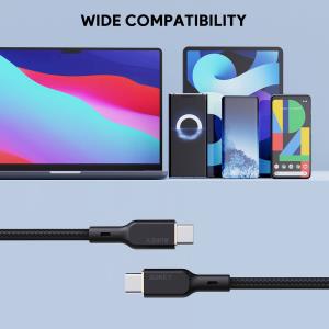 USB Charging cable - 1x Usb Type-C To 1x Usb Type-C - PD 100W 5A - 1.8m Black (Kevlar)