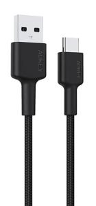 USB Charging cable - 1x Usb Type-A To 1x Usb Type-C - 3A - 0.9m Black (Nylon)