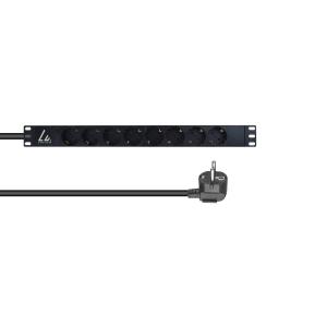 1U 19in rack mount power strip 16A - 8x type F sockets - 3m