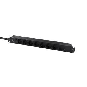 1U 19in rack mount power strip 16A - 8x type F sockets - 3m