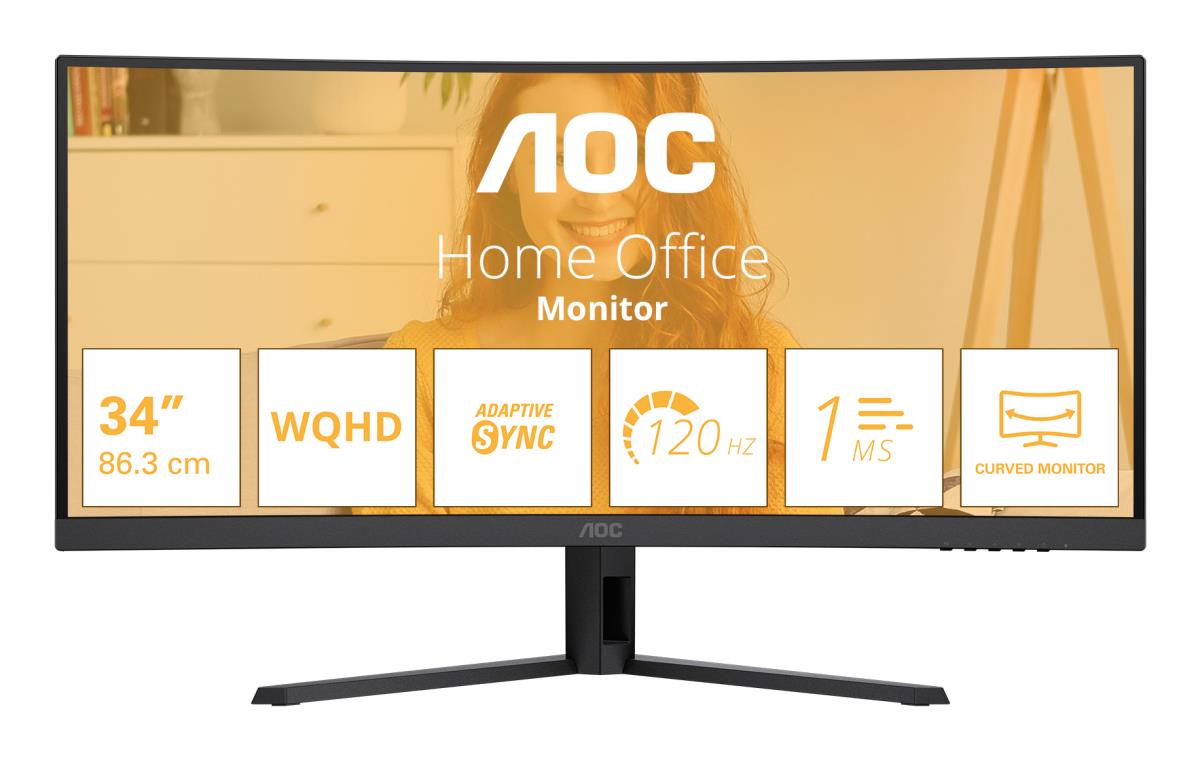 AOC Curved Monitor - CU34B3E - 34in - 3440x1440 (WQHD) - VA 4ms ...