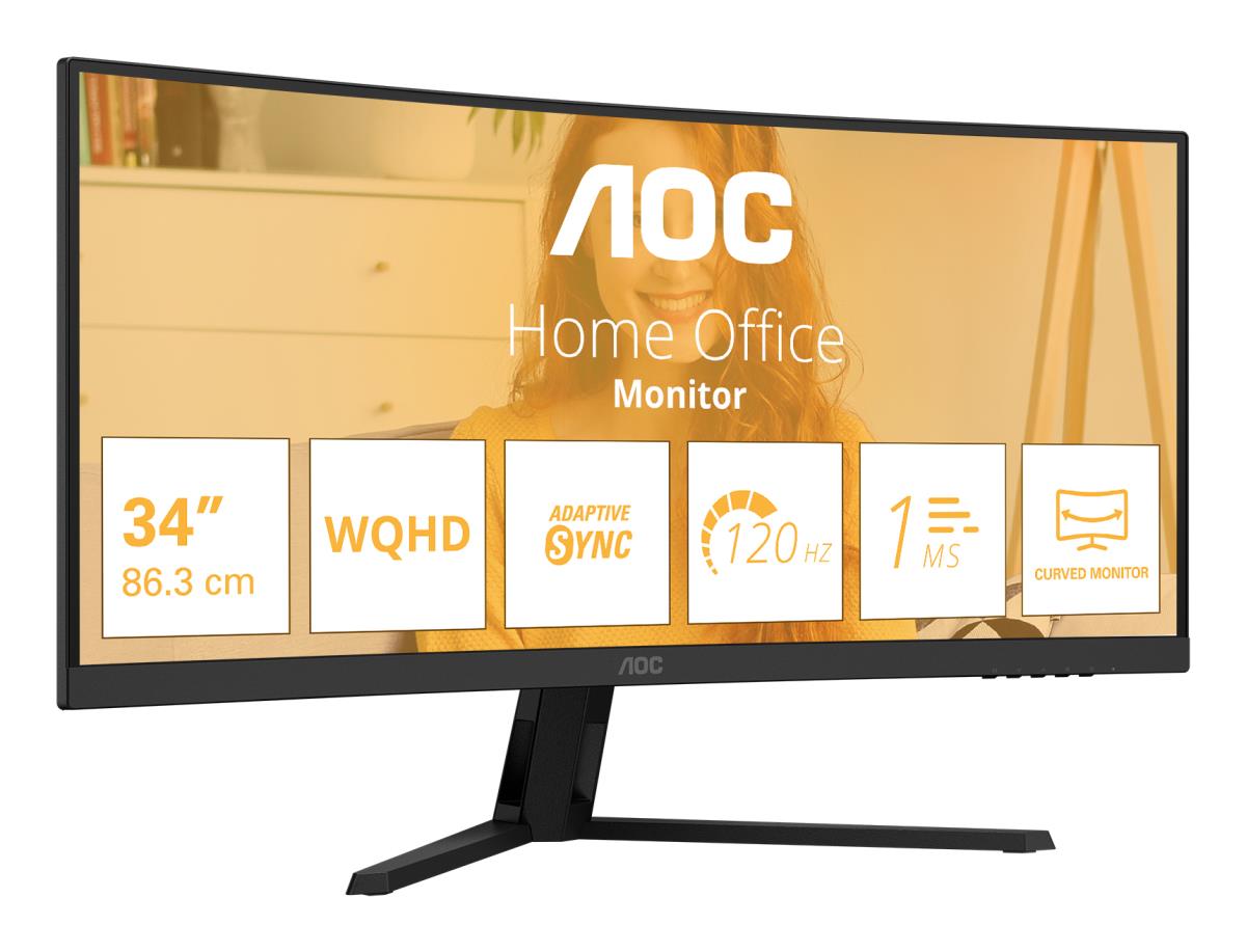 AOC Curved Monitor - CU34B3E - 34in - 3440x1440 (WQHD) - VA 4ms ...