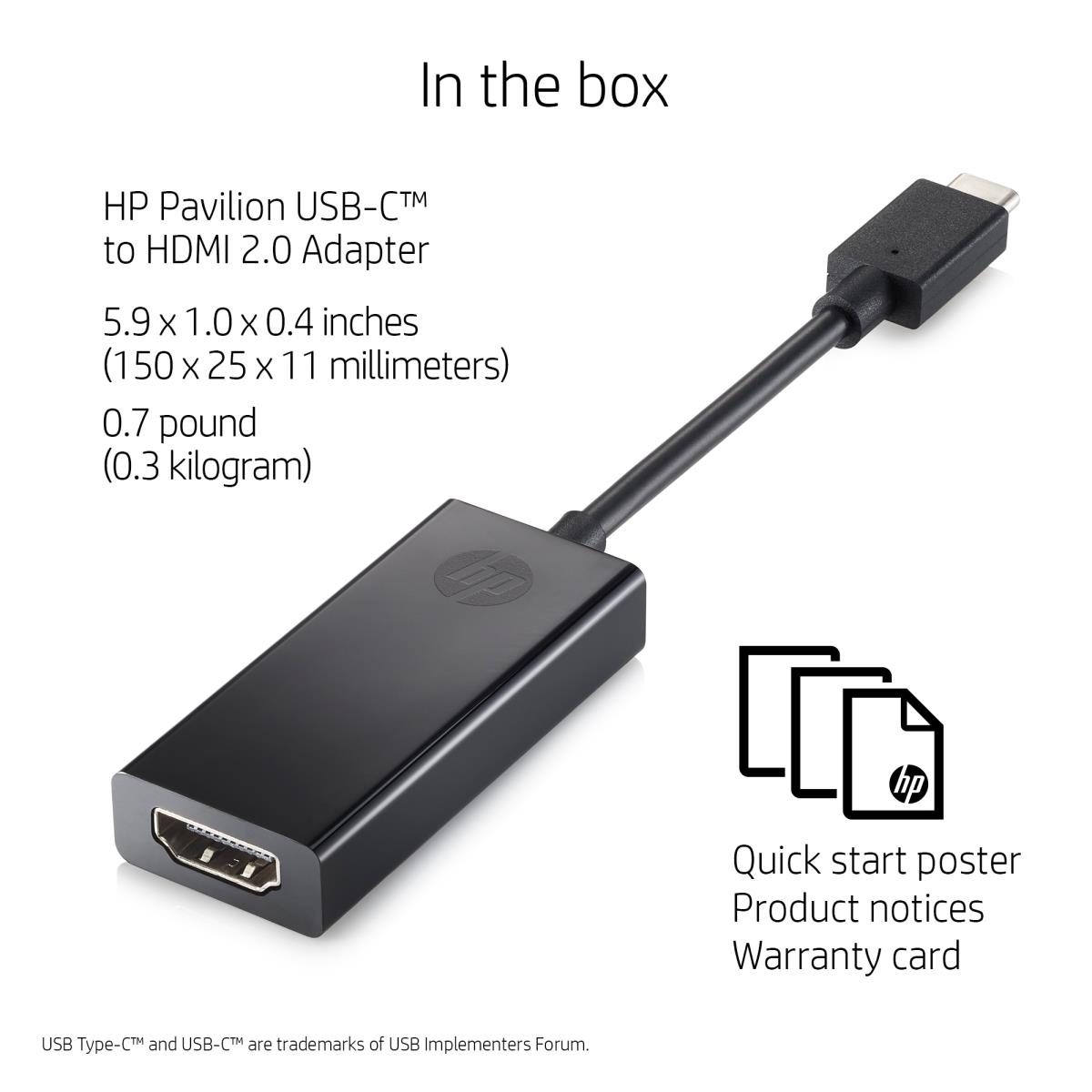 Adaptateur HP USB-C to HDMI 2.0 HP USB-C to HDMI 2.0 1WC36AA 