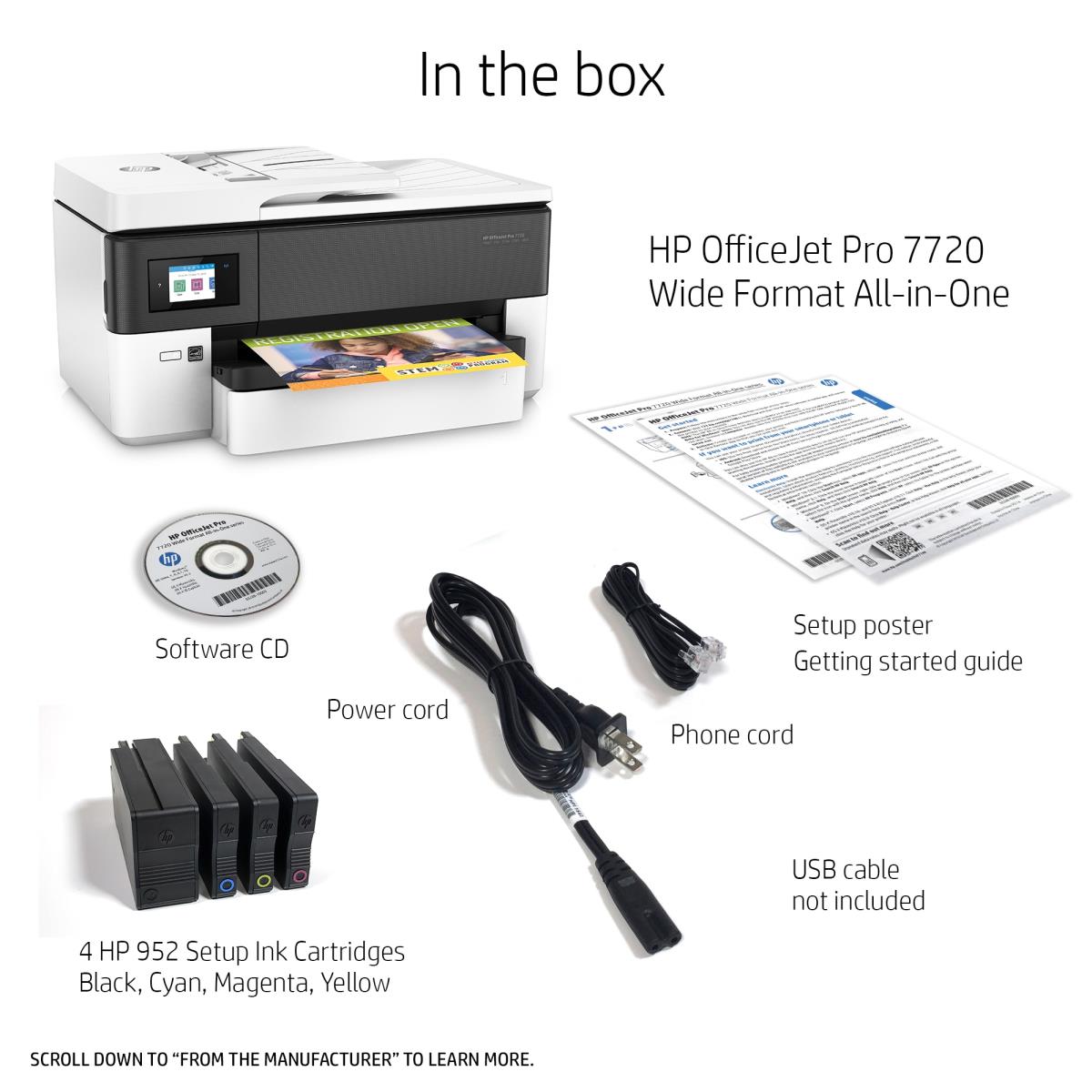 HP OfficeJet Pro 7720 A3 Colour Inkjet Printer with A4 Scan Y0S18A