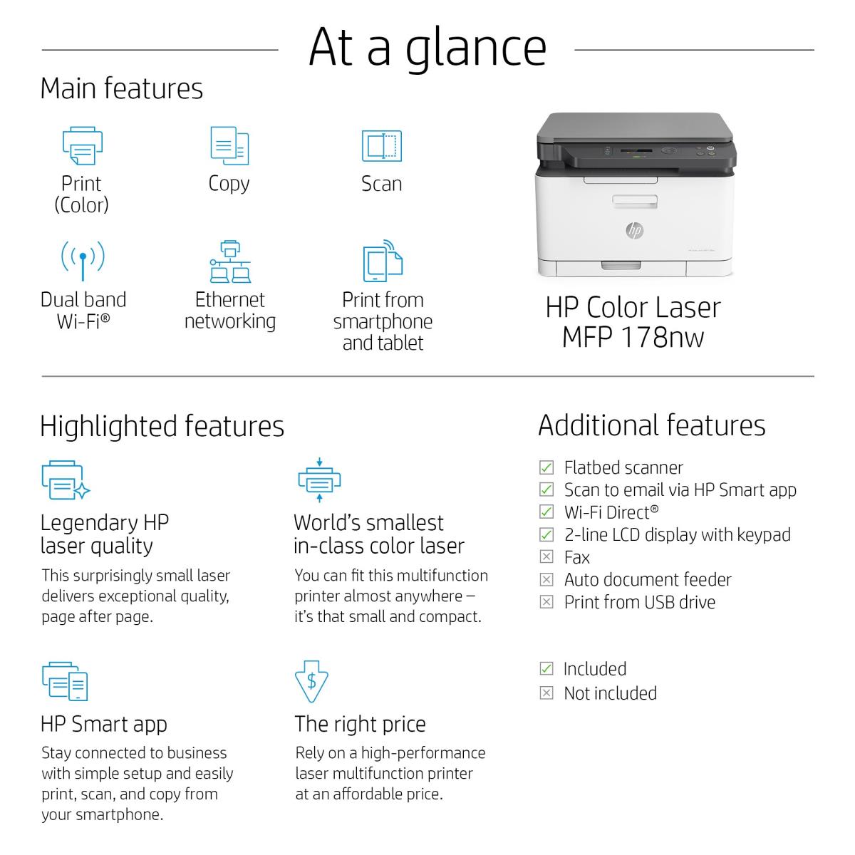 HP 178nw Imprimante Multifonction Laser Couleur (4ZB96A#B19