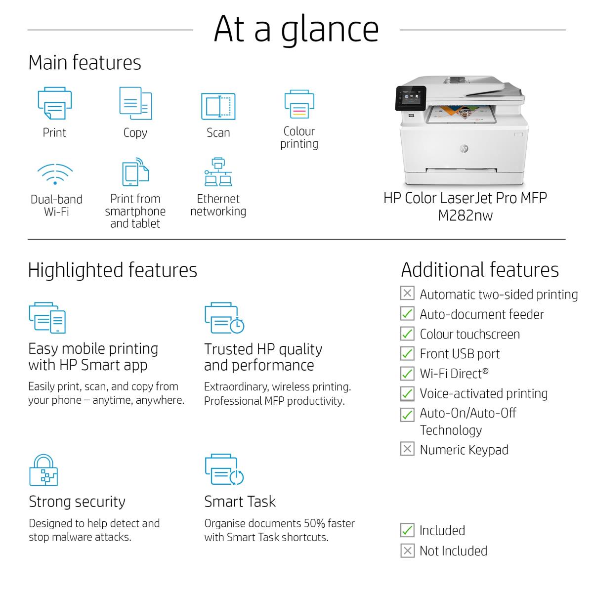 HP LaserJet Pro M282nw - Color Multifunction Printer - Laser - A4 - USB /  Ethernet /Wi-Fi - 7KW72A#B19 - /en