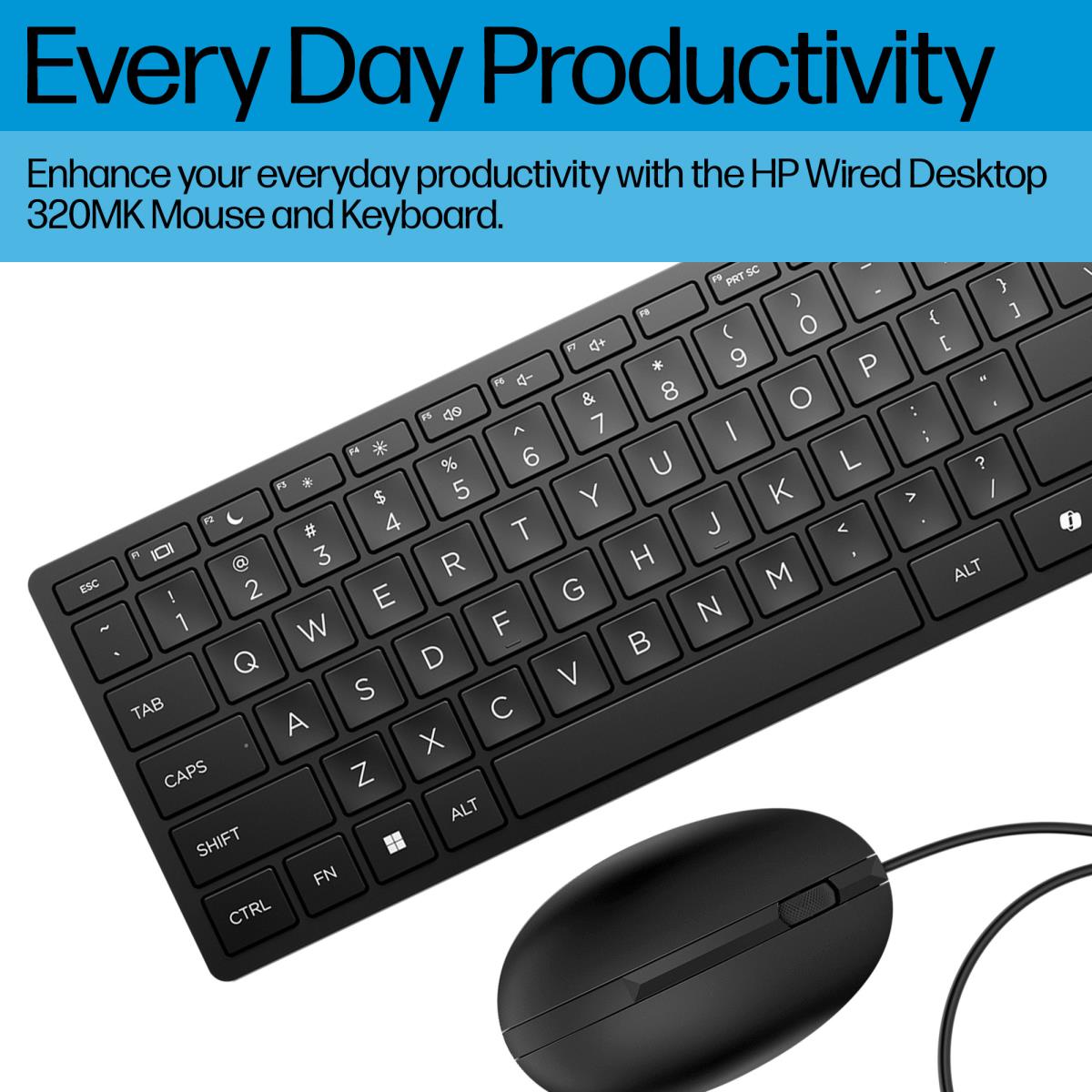 HP Wired Desktop 320MK Keyboard and Mouse - Azerty French - 9SR36UT#ABF ...