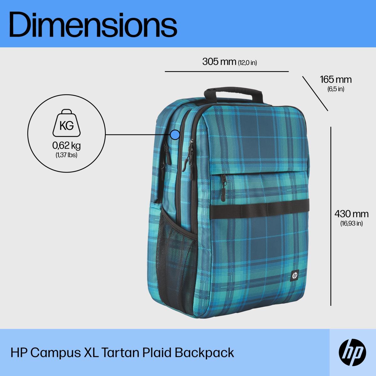 HP Backpack Tartan 7J594AA XL - plaid Notebook - Campus -