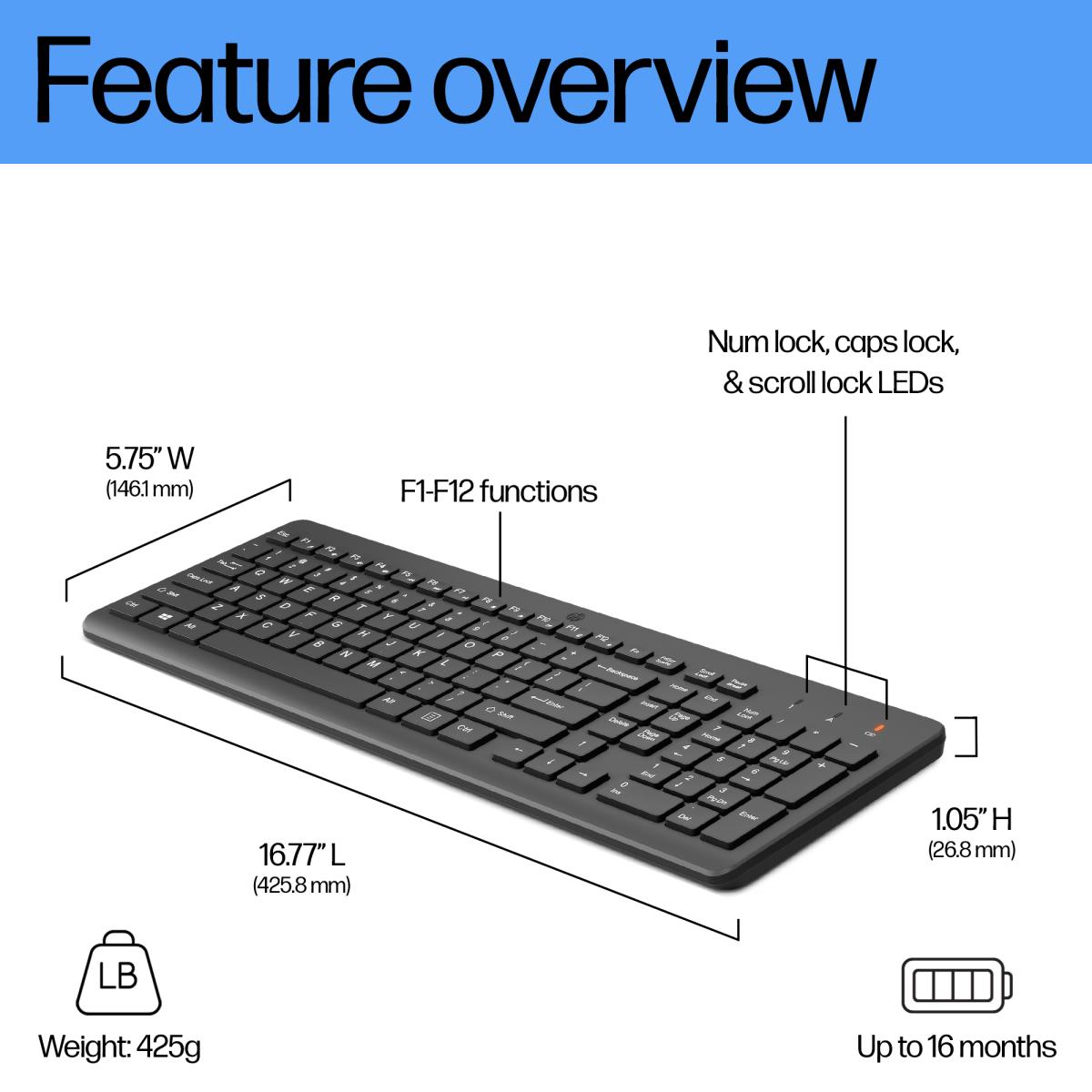 HP Wireless Keyboard 225 - Azerty French - 805T1AA#ABF - Redcorp.com/en