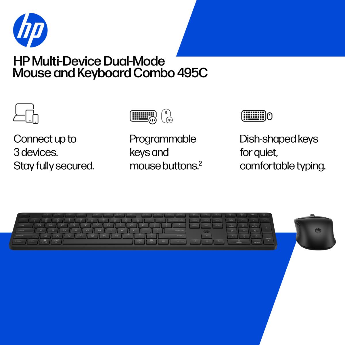 HP Multi-Device Dual-Mode Mouse and Keyboard Combo 495C- Qwerty Int'l ...