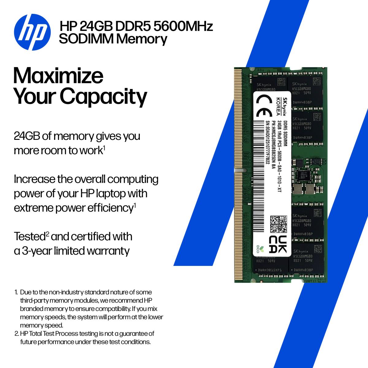 HP Memory 24GB DDR5 5600 SODIMM - CD2F9AA - Redcorp.com/en
