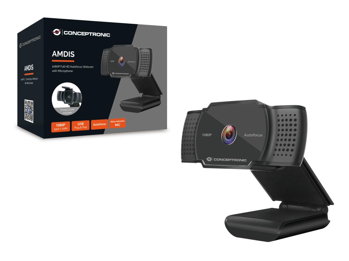 CONCEPTRONIC Webcam - Amdis06b - 2k 1080p Full Hd Autofocus With Microphone  - AMDIS06B