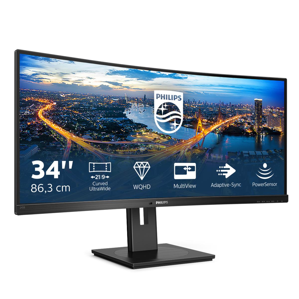 PHILIPS Curved Monitor - 345b1c - 34in - 3440x1440 - W-led Wqhd ...