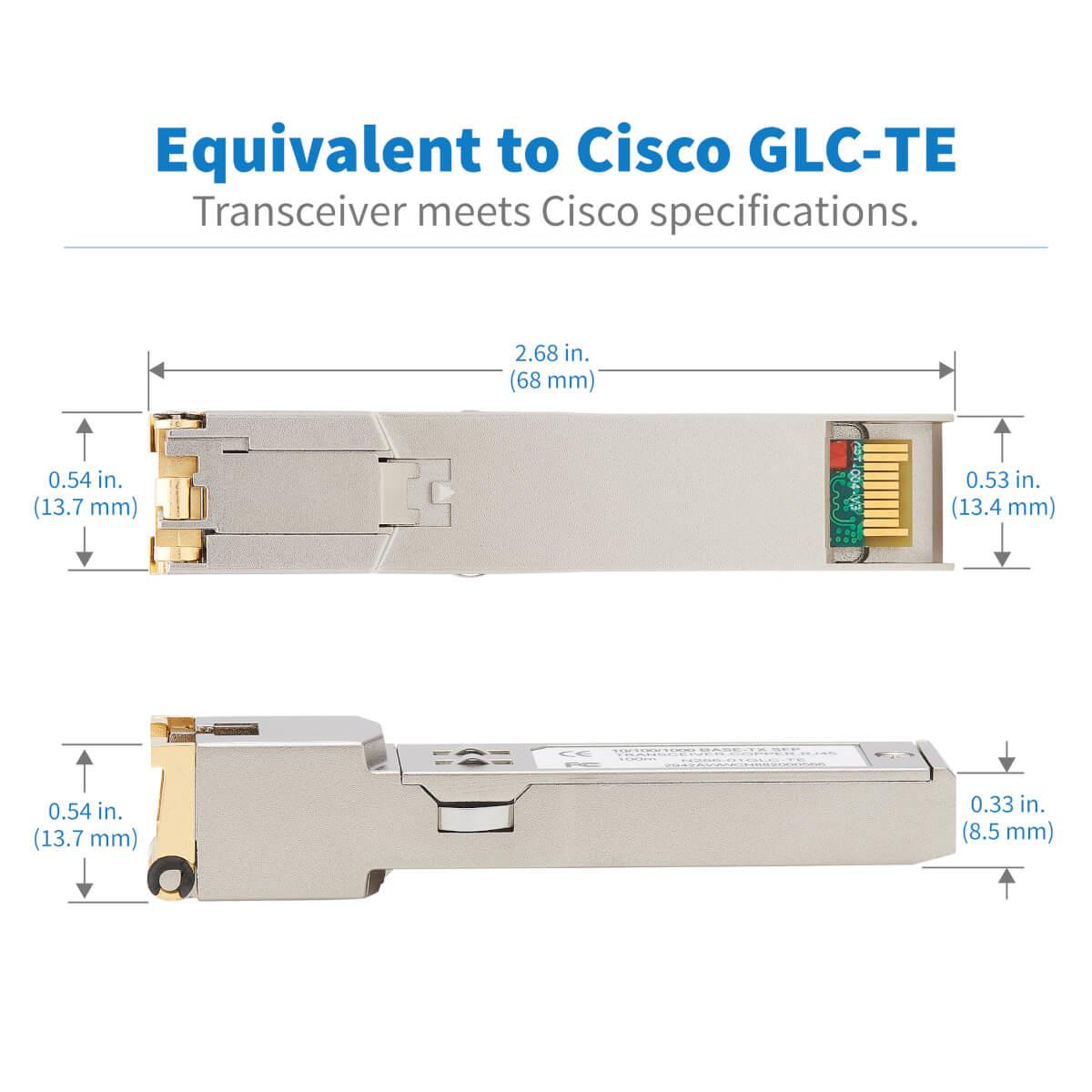 EATON CORPORATION TRIPP LITE Cisco-Compatible GLC-TE SFP Transceiver  10/100/1000Base-TX, Copper, RJ45, CAT6, 100m N286-01GLC-TE 