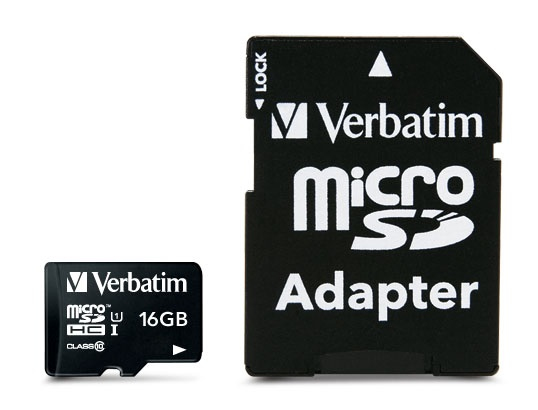 VERBATIM Flash Memory Card - 16GB - Class 10 - Micro sdhc - 44082