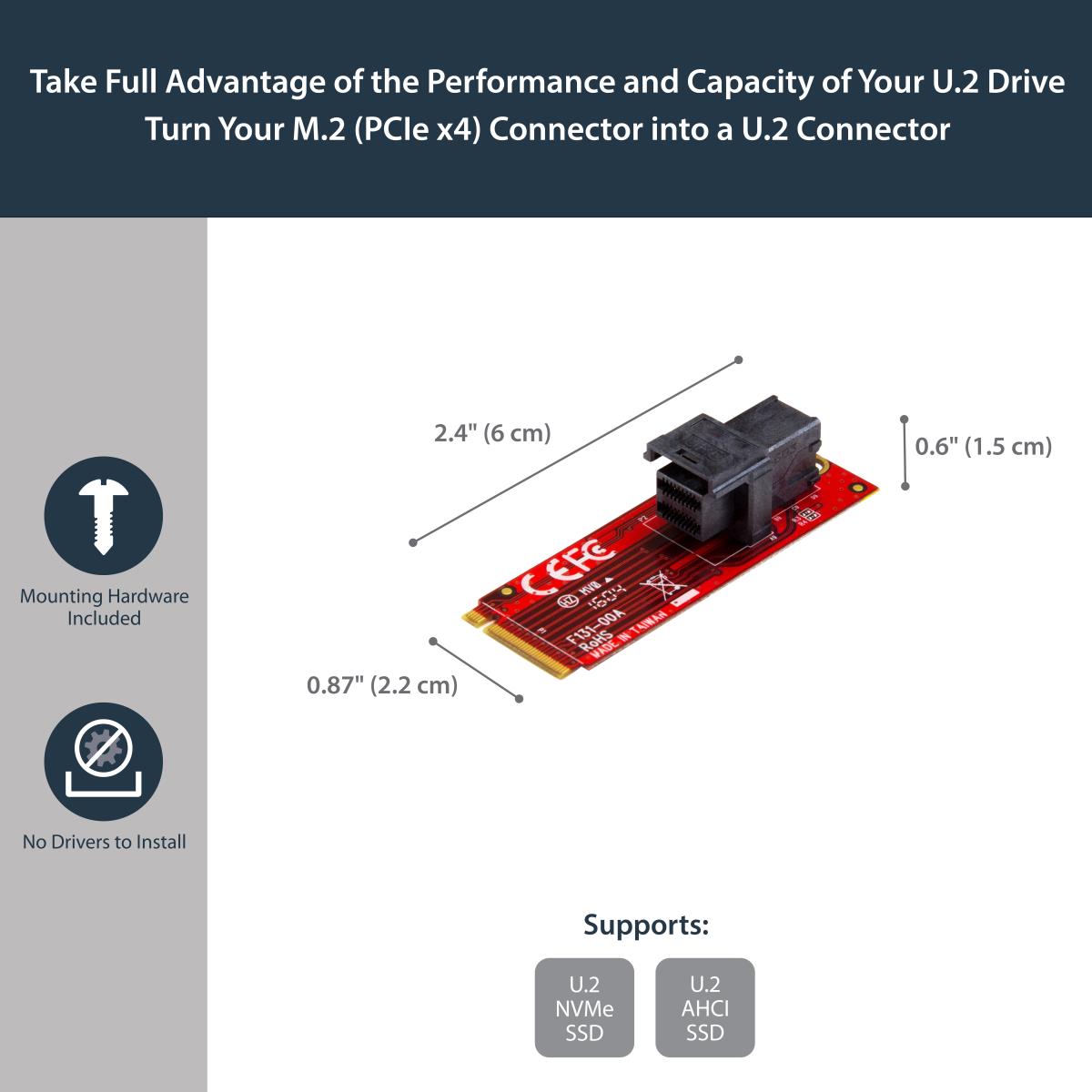 StarTech.com Adaptateur PCIe U.2 - M.2 PCIe - Pour SSD U.2 NVMe de