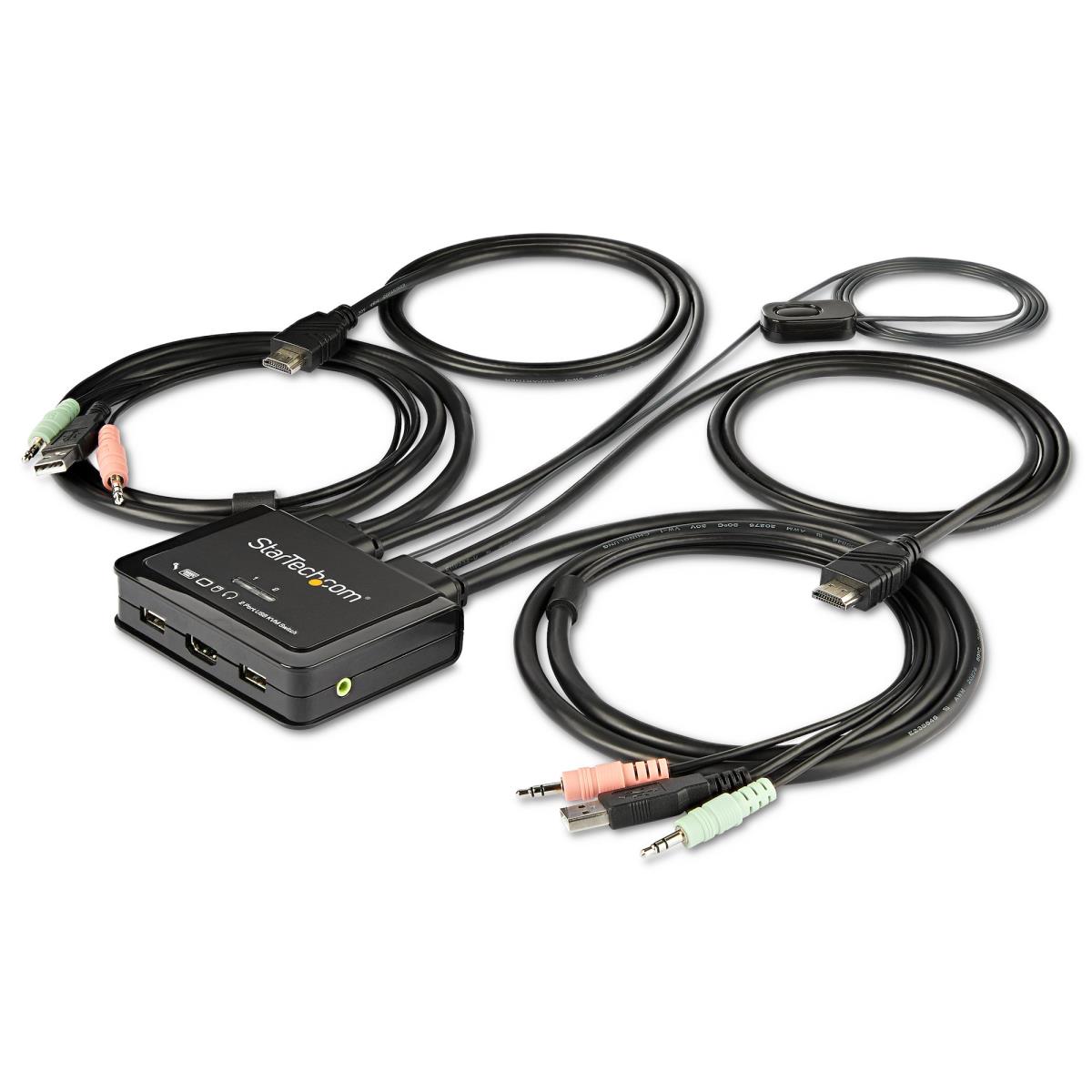 4-Port HDMI Splitter, 4K 60Hz HDMI 2.0 Video, 4K HDMI Splitter w/ Built-in  Scaler, HDMI Splitter 1 In 4 Out, 3.5mm/Optical Audio Port, HDMI