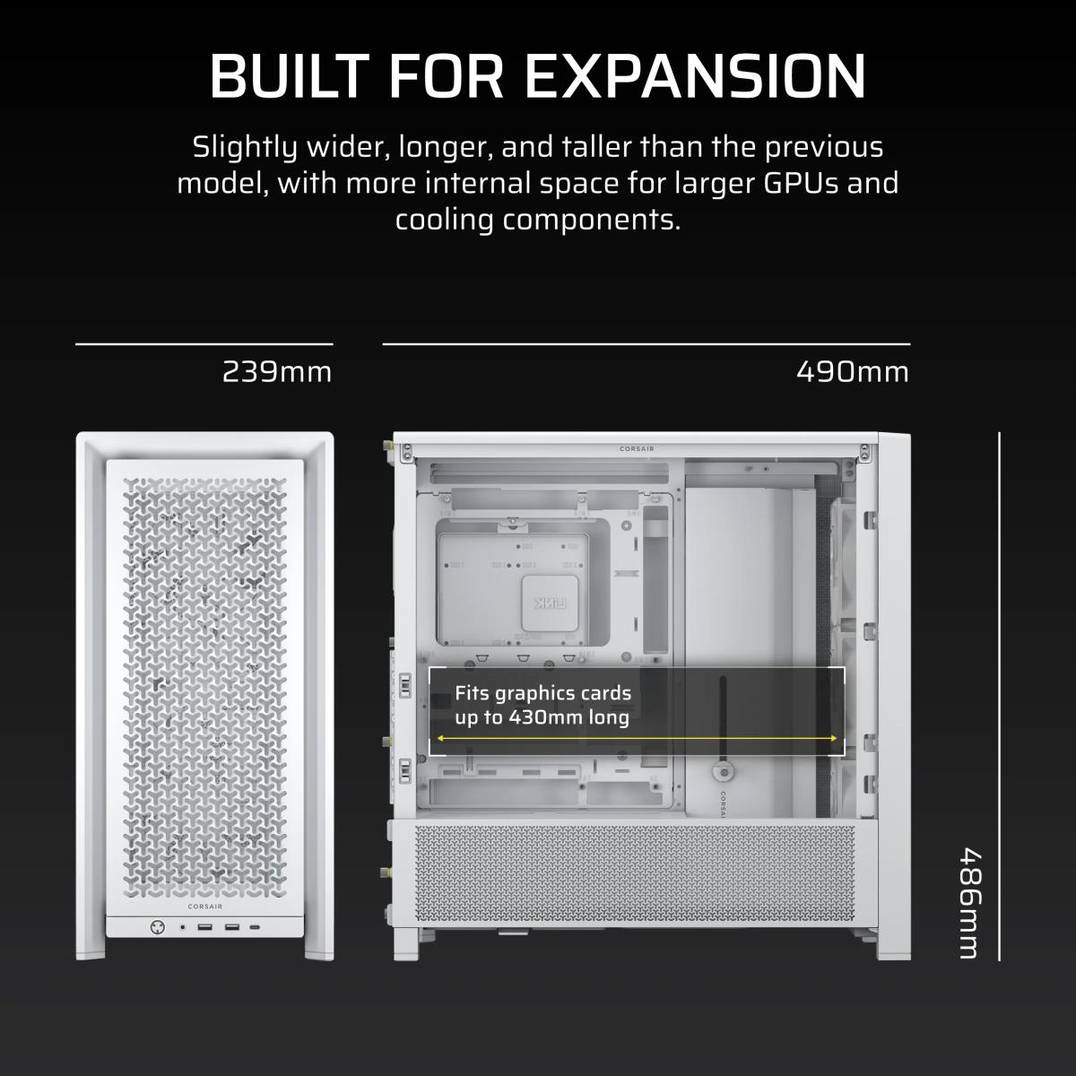 CORSAIR Pc Case - Frame 4000d Rs Modular Mid-tower - White - CC-9011313 ...