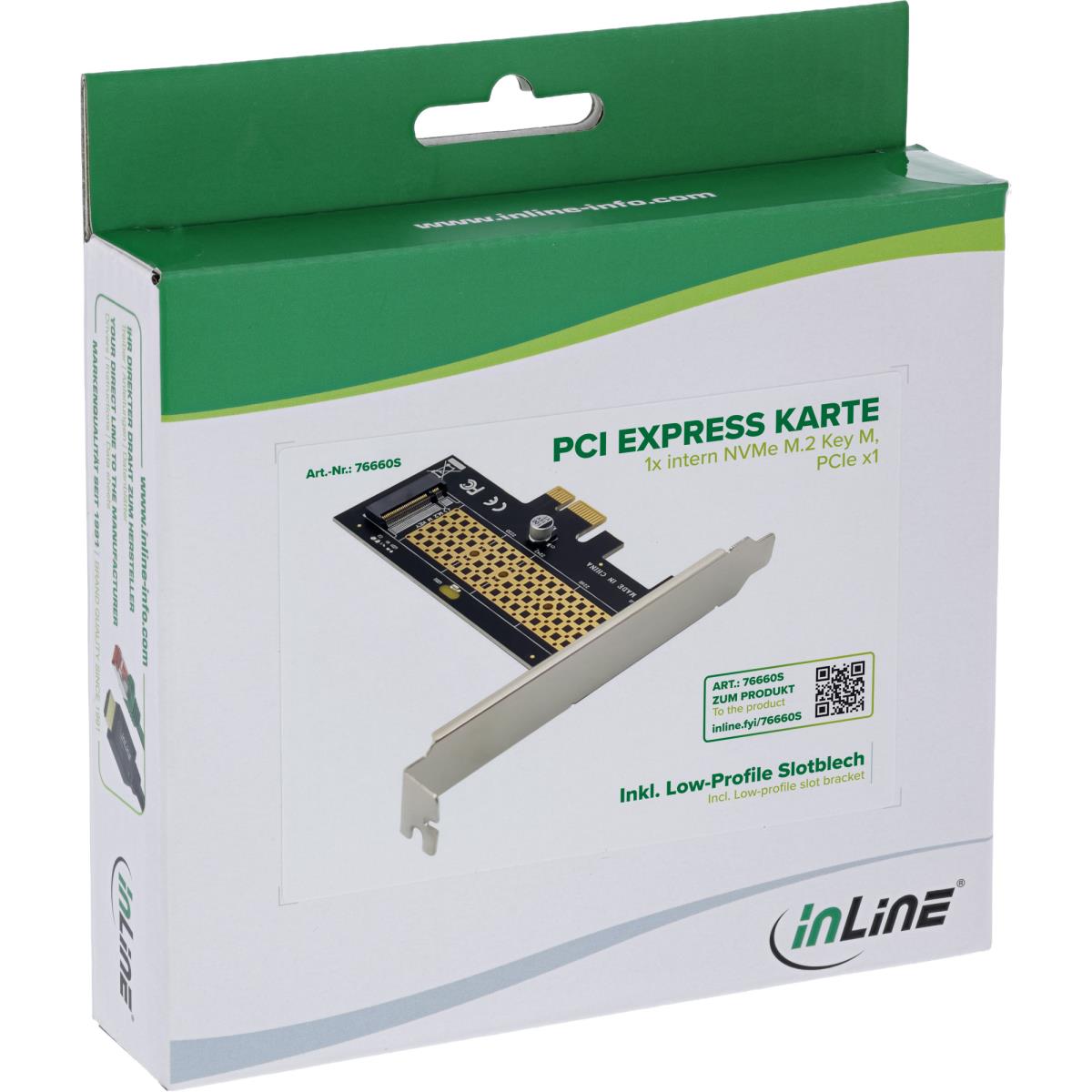 INLINE INC PCI Express card to 1x internal NVMe M.2 Key M, Pci-e x1 ...