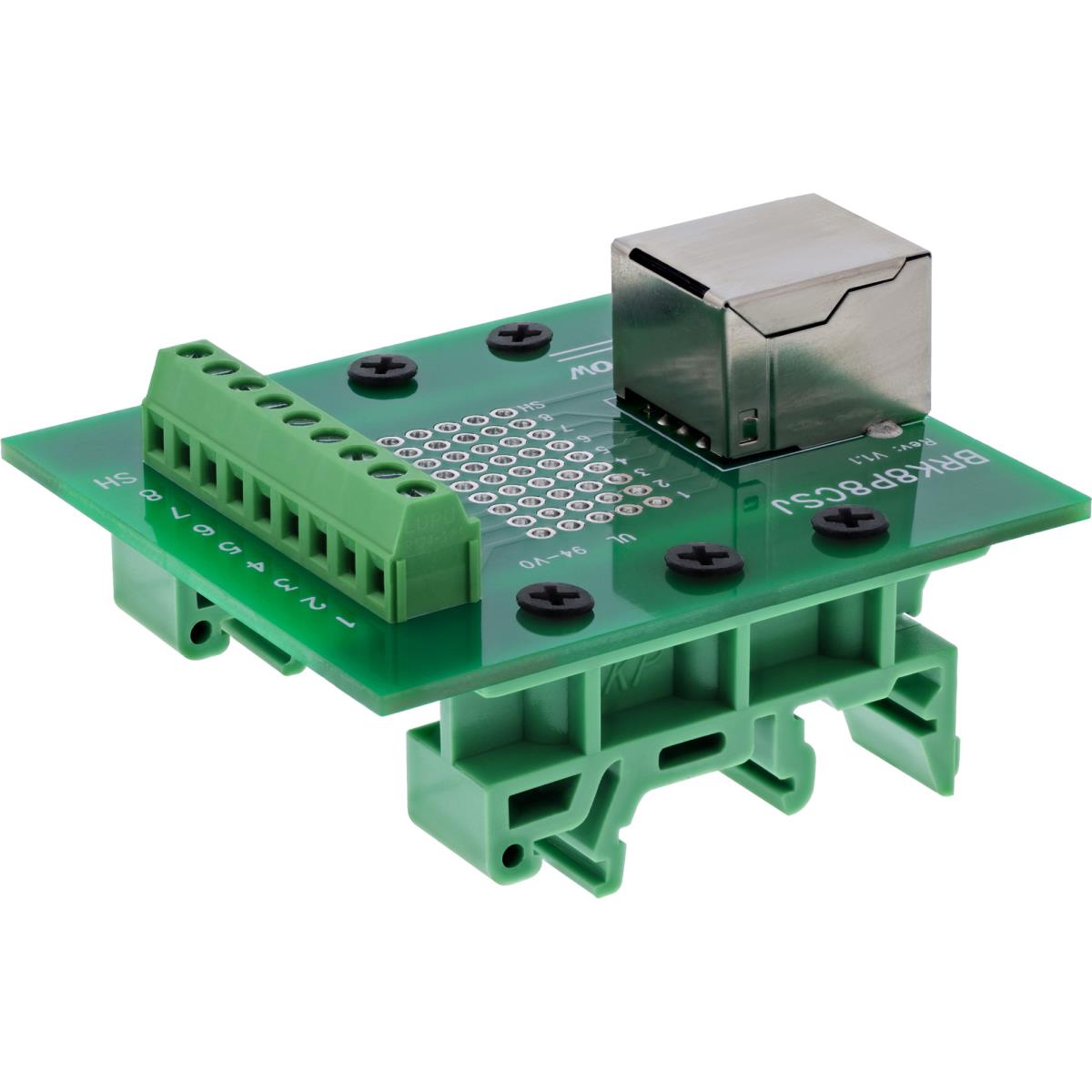INLINE INC Terminal block RJ45 socket straight for top-hat rail ...