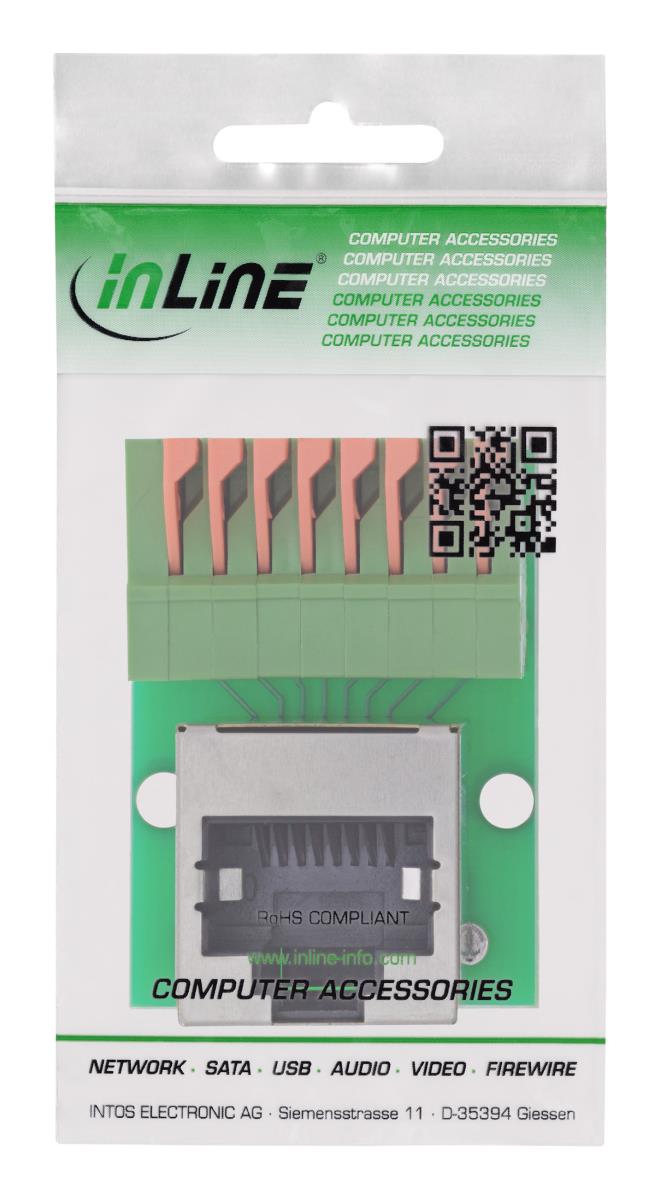 INLINE INC Rj45 Socket On Push-in Terminal, 8-pin, Cat.5e, Angled ...