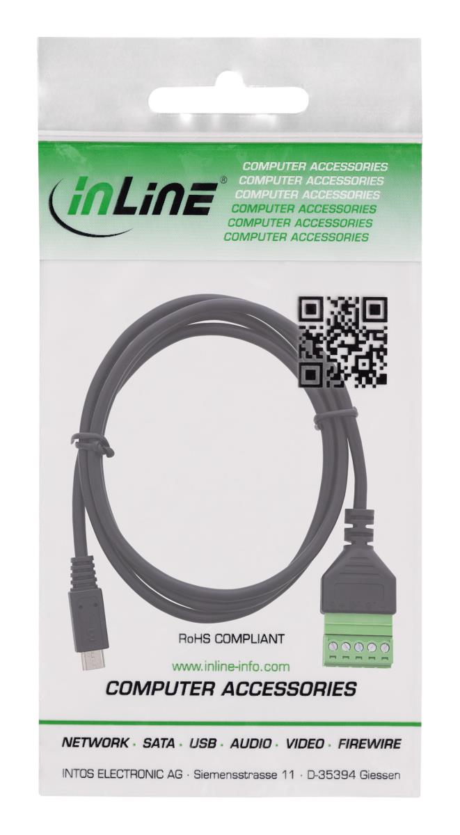 Micro Usb Socket Inline INLINE INC Micro USB Plug To Terminal Block, 5-pin, With Cable - 92504C ...