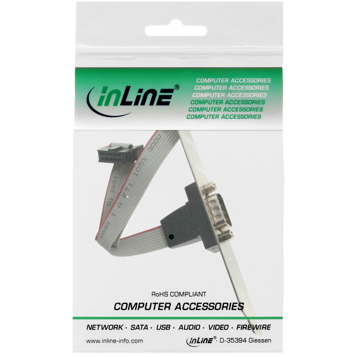 Serial Key Slot INLINE INC Serial slot bracket, 9-pin male to 10-pin internal connector ...