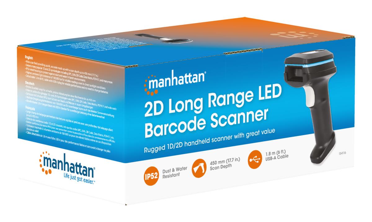 INTELLINET/MANHATTAN 2D Long Range LED Barcode Scanner - 154116 ...