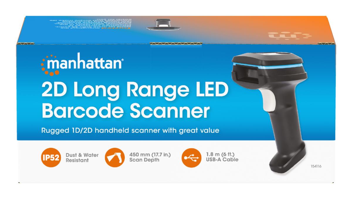 INTELLINET/MANHATTAN 2D Long Range LED Barcode Scanner - 154116 ...