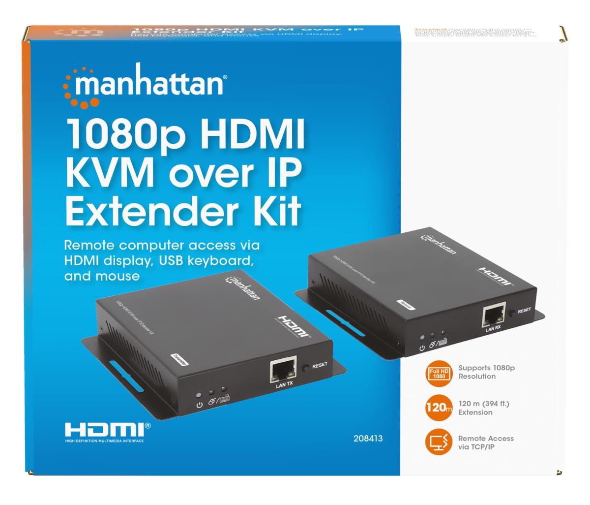 INTELLINET/MANHATTAN HDMI KVM over IP Extender Kit 1080p, 120m - 208413 ...