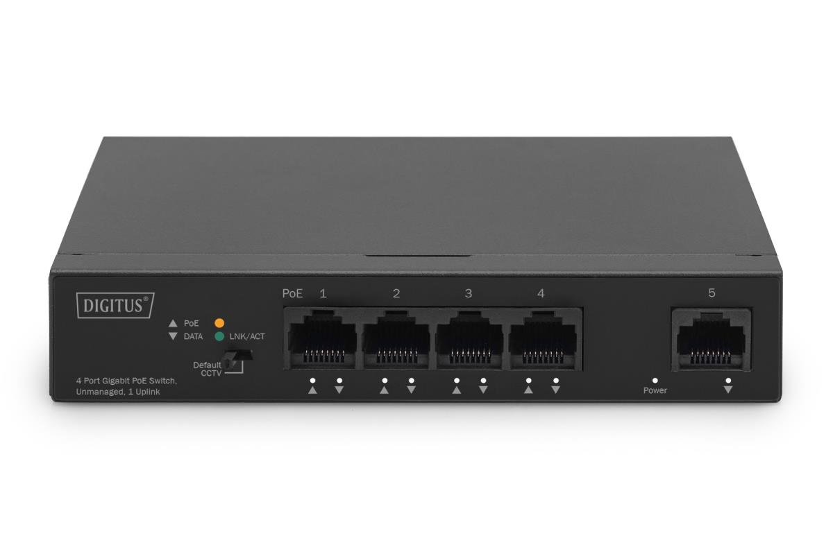 DIGITUS PoE-switch 4+1-Ports Ethernet Unmanaged 4-ports PoE, - DN-95330-1 -  /en