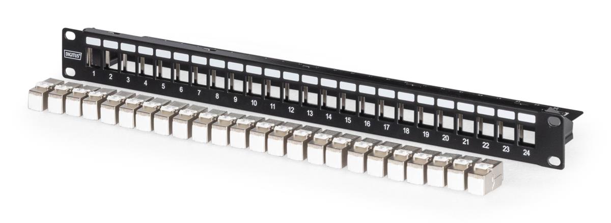 DIGITUS Modular Patch Panel - shielded w. 24x DN-93615 24-port 1U rack ...