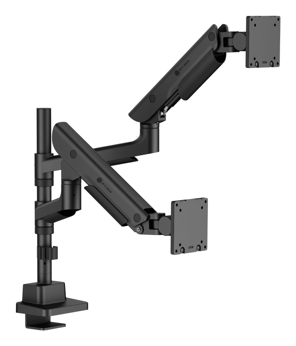 ICY BOX Monitor Stand For 2 Monitors Up To 57in And 27 Kg - IB-MS702-T ...