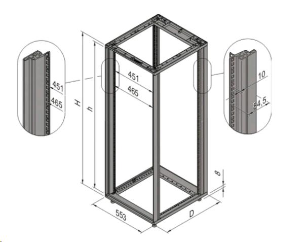 Robust's Rack System SCHROFF Novastar Heavy-Duty Rack - 25U × 553W × 1000D - RAL7021 (Robust ...