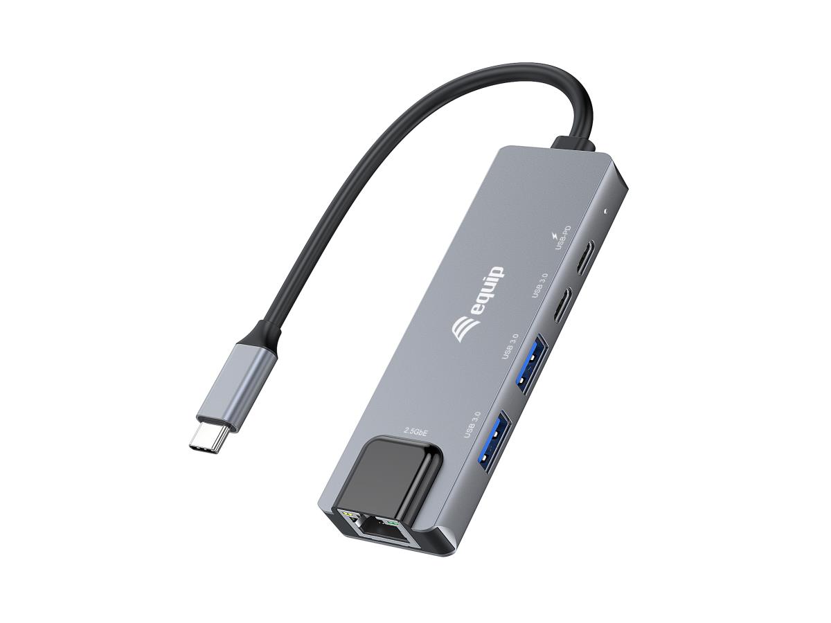 EQUIP 5-in-1 Multifunctional Adapter, 2.5GbE, USB-A x 2, USB-C x 1, USB ...