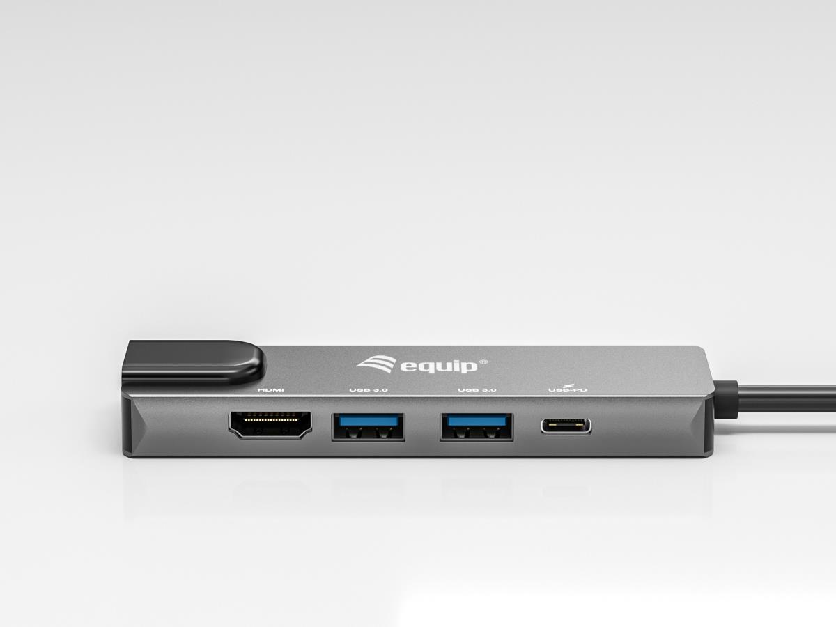 EQUIP USB-C 5-in-1 Multifunction Adapter, HDMI, Gigabit LAN, USB 3.2 ...