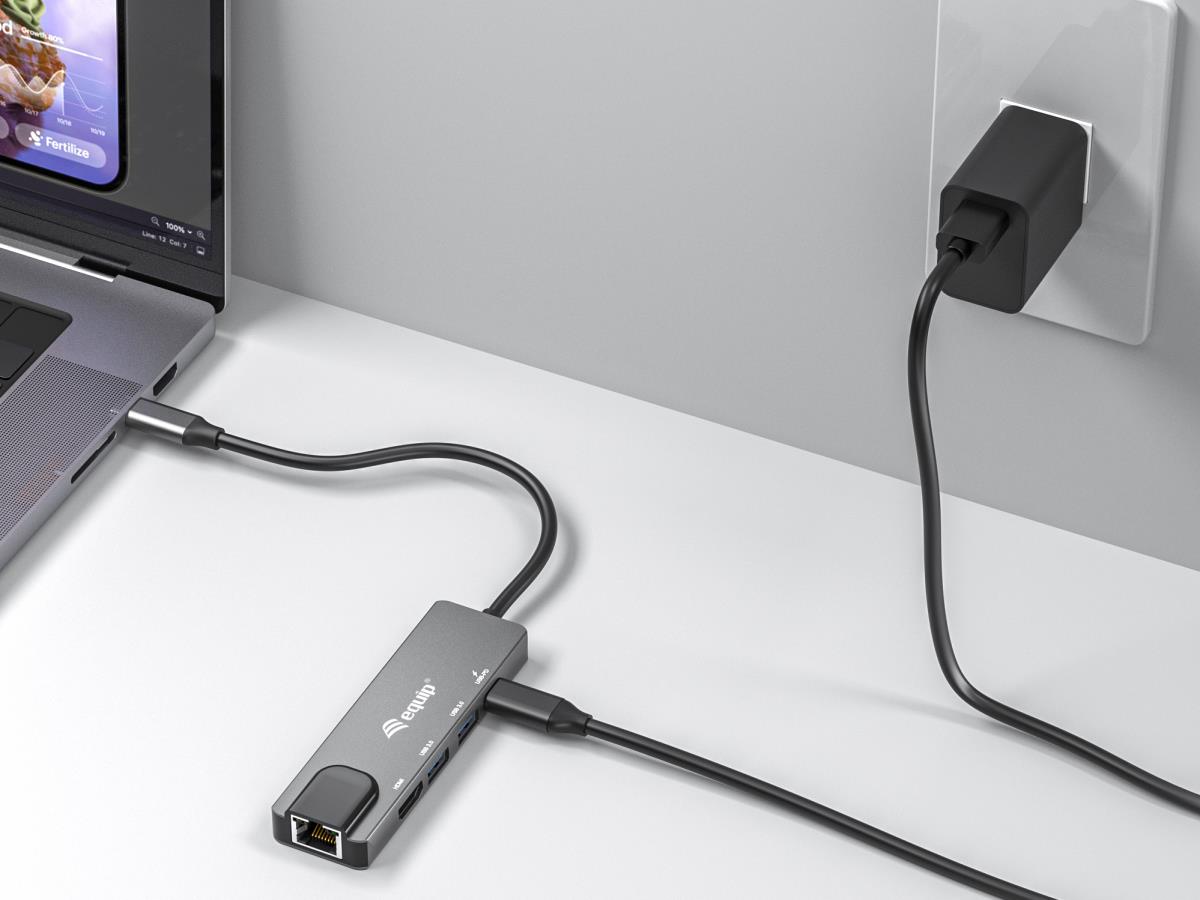 EQUIP USB-C 5-in-1 Multifunction Adapter, HDMI, Gigabit LAN, USB 3.2 ...