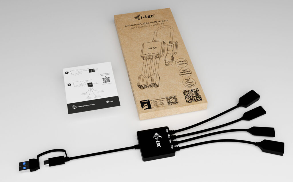 I-TEC ELECTRONICS USB-c/a Cable Hub 4 Port - CACBLHUB2A2C - Redcorp.com/en