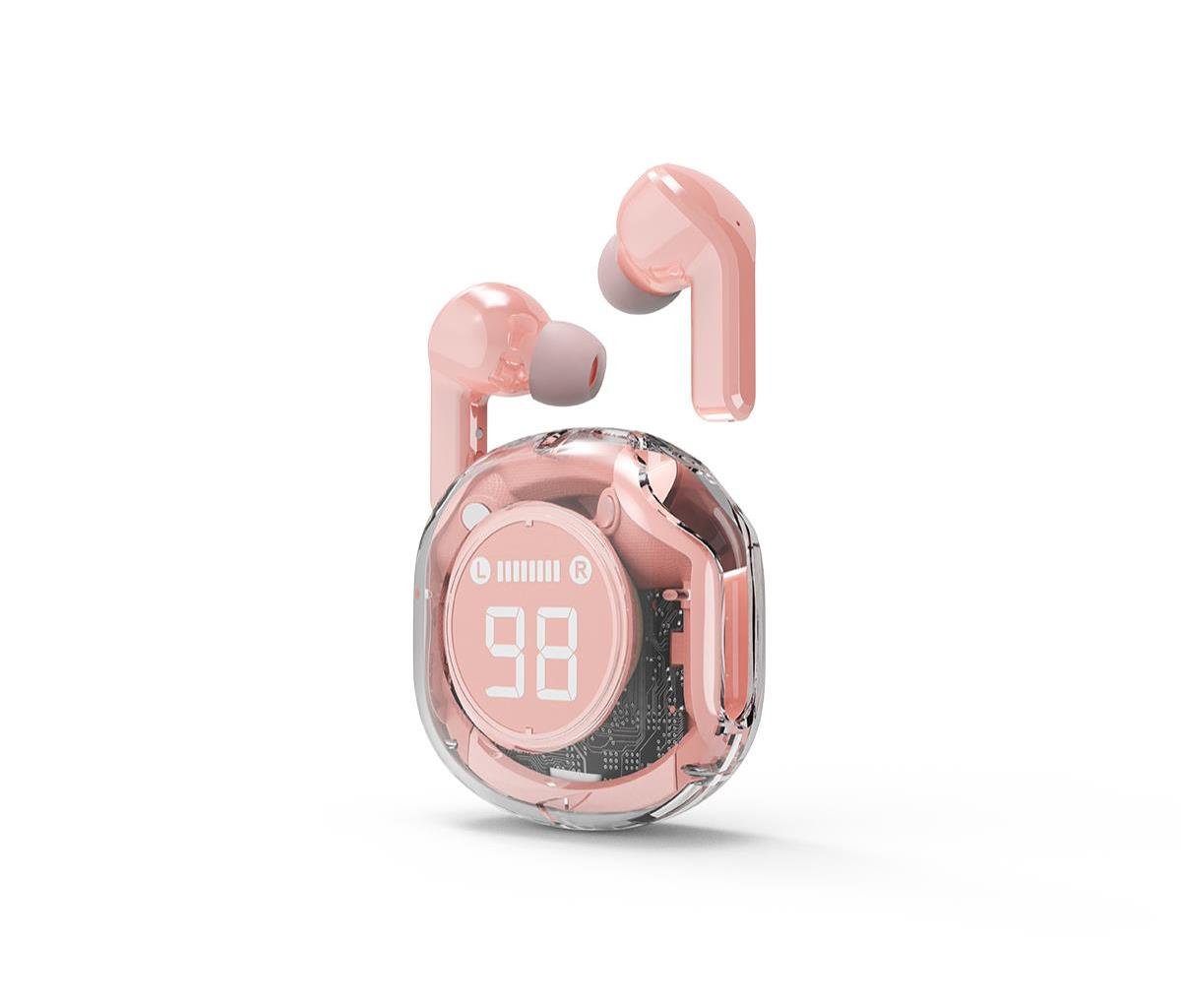 Wireless TWS In-Ear Headset, Transparent - Stereo - Bluetooth - Pink