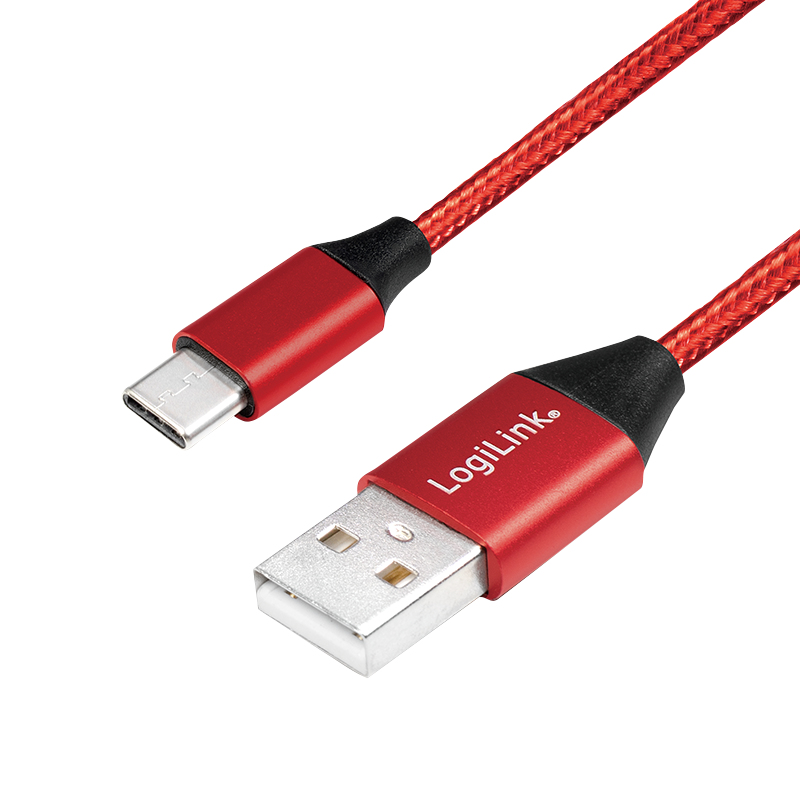 Usb Cable Two Reds LOGILINK USB cable - USB 2.0 USB A USB C - Black Red 1m - CU0148 ...