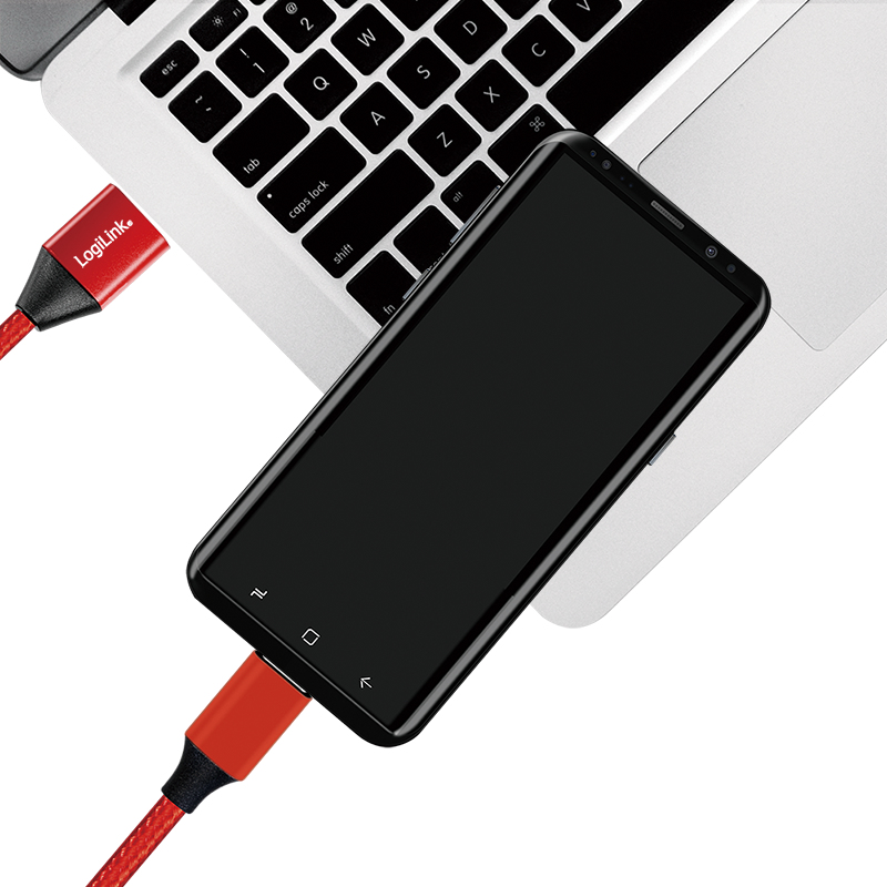 Usb Cable Two Reds LOGILINK USB cable - USB 2.0 USB A USB C - Black Red 1m - CU0148 ...